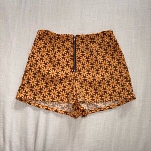 Altar'd State Orange and Brown Floral Shorts